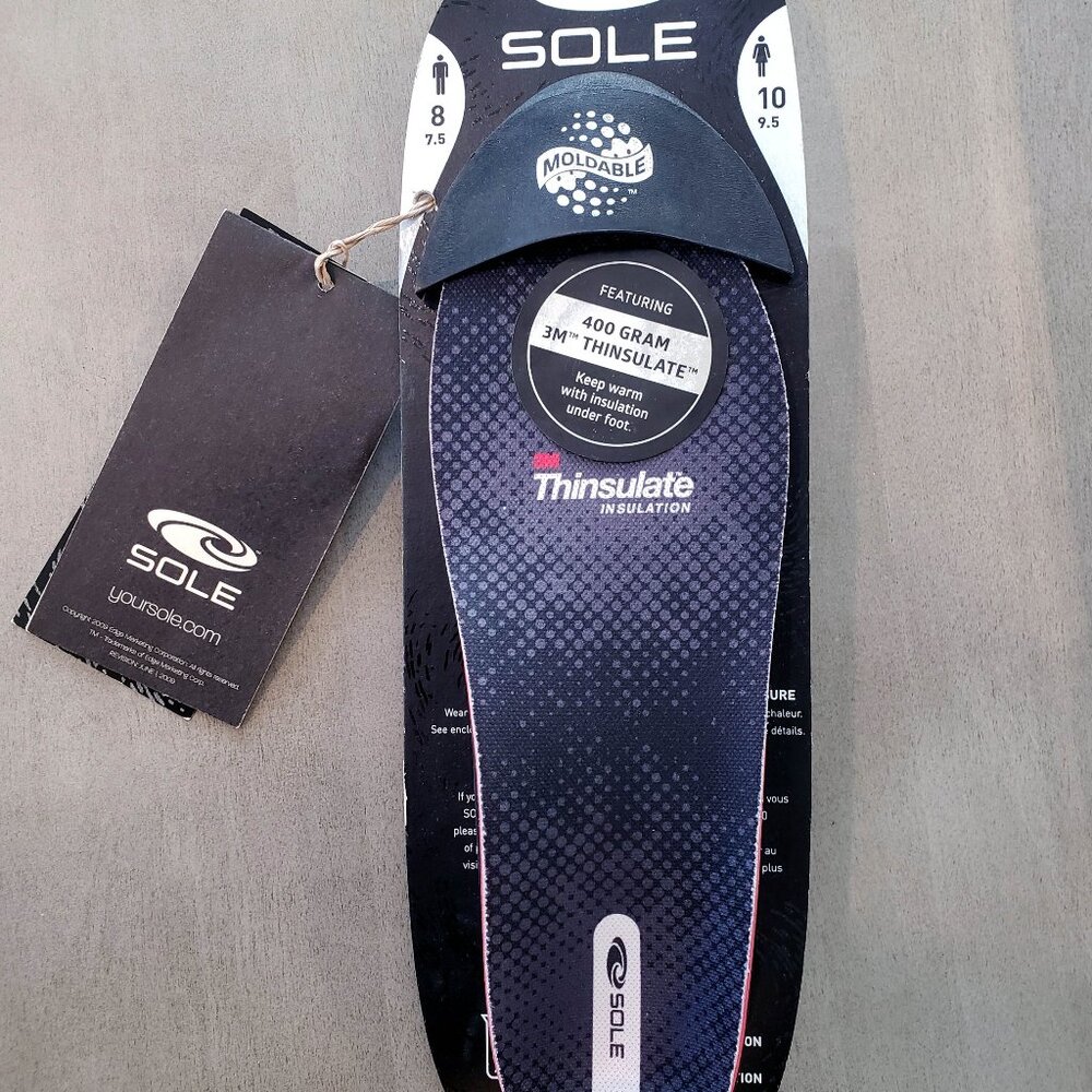 SOLE w/ THINSULATE Ultra Custom Heat Moldable Footbed Insoles Mens 8, Womens 10